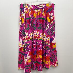 Vintage 1990 Maxi Skirt Large IB Diffusions 100% Cotton Floral Cruise Resort
